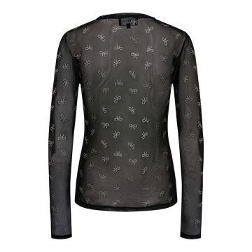 Liberté - Mesh Ls Sparkle T-Shirt - Black Bow Diamond Dot